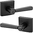 Baldwin Spyglass , Entry Door Handle Reversible Lever with Keyed Lock Featuring SmartKey Re-key Technology and Microban Protection, in Matte Black