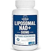 Lepoznan Liposomal NAD+ 500 mg + Trans-Resveratrol 300 mg, Superior Absorption True NAD Supplement Efficient for Cellular Energy Metabolism & DNA Repair, 60 Softgels