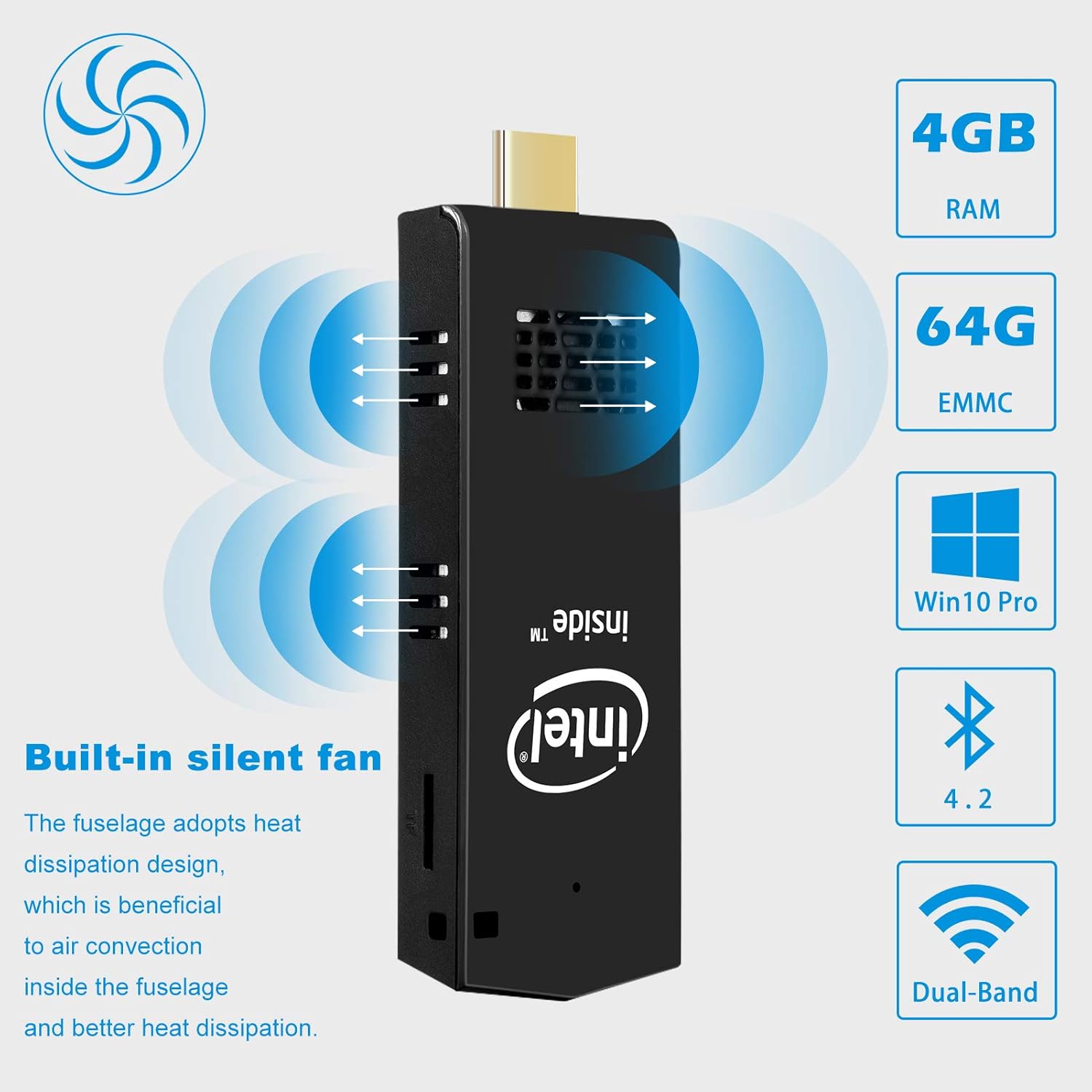 Amazon Com Hiruns T5 Mini Pc Intel Z50 Windows 10 Computer Stick 4gb Ddr3 64gb Emmc Support 4k Hd Dual Band Wifi Usb3 0 Usb2 0 Bluetooth 4 2 Computers Accessories