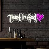Symone Trust In God Neon Sign, USB Powered Dimmable Spiritual Decor Faith Hope Love Sign LED Neon Light, for Faith Religious Church Prayer Room Living Room Room(15.7 * 3.9 In)