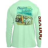 SEA DOG Chasing Summer UPF50 UV Sun Protection Long Sleeve Shirt 100% Microfiber Polyester - Designed & Printed in USA