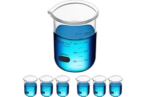 Maccx 16.9oz(500ml) Sturdy Glass Beaker, 3.3 Borosilicate Griffin Low Form with Printed Graduation, Pack of 6, BKL500-006