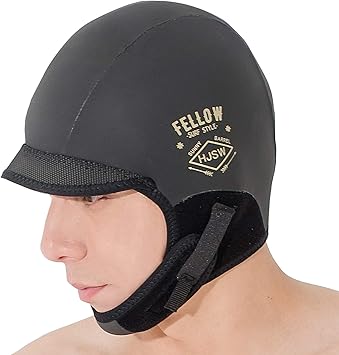 Amazon Fellow サーフキャップ 寒冷地仕様 ウェットキャップ 3mm サーフィン 保温 裏起毛 速乾 真冬用 ウェットスーツ サーフィン 防寒 Black Sサイズ Fellow キャップ