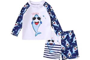 Happy Town Toddler Boys Swimsuits Rashguard Sets Long Sleeve Swim Shirt Trunk Bathing Suits Swimwear Summer Outfits Clothes