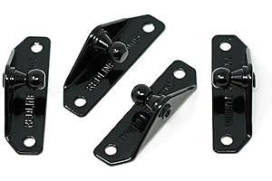 REDLINE TUNING 10mm Ball-Stud Mounting Brackets (Pack of 4) Low Profile - Gas Strut Lift Support Fittings (Black Powder-Coated over Zinc-plating) RT-60-00001-4