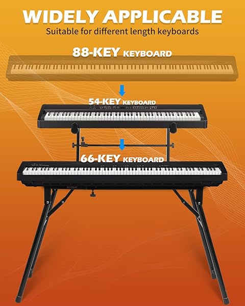STRICH DUAL PIANO KEYBOARD STAND WITH 2ND TIER – ADJUSTABLE AND PORTABLE 2 TIER MUSIC STAND FOR SYNTHS AND ELECTRIC DIGITAL KEYBOARDS – FITS 54 61 88 KEY PIANOS