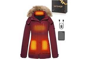 GENOVEGA Graphene Heated Jacket for Women with Large Capacity Battery Pack Waterproof Windproof