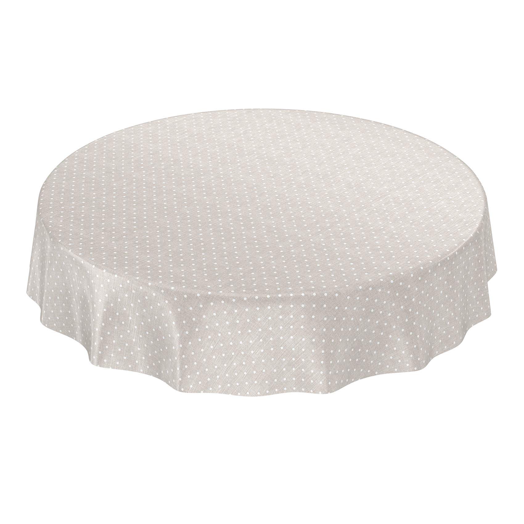 ANRO Oilcloth Tablecloth Oilcloth Tablecloth Polka Dots Plain Beige Round 100 cm Cut Edge