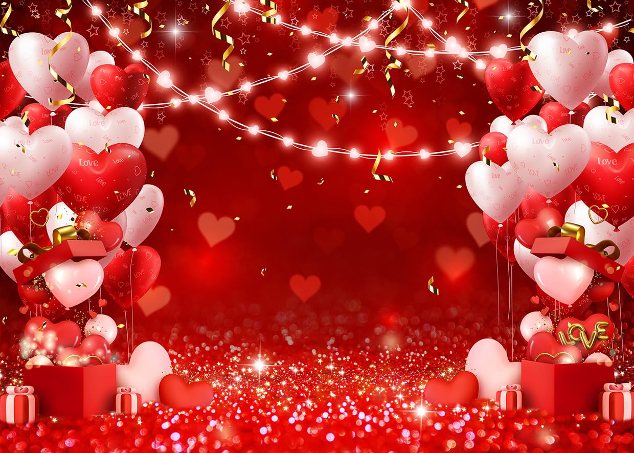 Photo 1 of Alltten Valentine Backdrops for Photography Galentines Backdrop Red Hearts Background 10x8ft F119