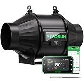 VIVOSUN T4 4" 210 CFM Inline Fan &amp;Smart Controller, Aerozesh for IndoorGrow | E42A+ WiFi-App Environment Controller, Grow Tent Fan &amp; Temp Humid Sensor, EC Motor, Heating Cooling, Greenhouse