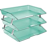 Acrimet Stackable Letter Tray 2 Tier Side Load Plastic Desktop File Organizer Solid Pink Color