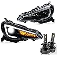 VLAND Headlights Assembly & D2S LED Bulbs Compatible for 2012-2019 Toyota 86 GT86 / 2013-2016 Scion FR-S / 2013-2019 Subaru B