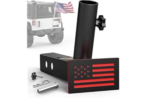 Boslla Hitch Flag Pole Holder, Trailer Hitch Flagpole Mount Holder Universal for Standard 2 inch Receivers, Compatible with Truck Jeep Pickup RV SUV (Black&Red)