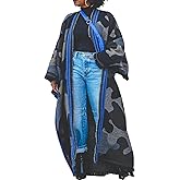 SHINFY Womens Camouflage Floor Length Long Cardigan Sweaters Open Front Camo Jacket Duster Sweater Coat Outerwear