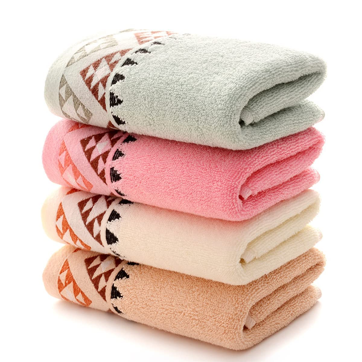Qrity 4 Units 35x75cm 100% Cotton Hand Towels Bath Towels Set, for Beach, Bath, Hand, Face, Incredibly Absorbent (Variety)