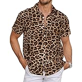 METRONS Men's Hawaiian Shirt Short Sleeve - Tropical Floral Button Down