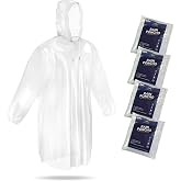 Mindful Design Rain Ponchos with Drawstring Hood Disposable Emergency Poncho for Adults