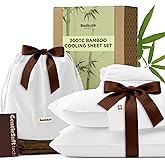 Bedsure King Size Sheets Set, Bamboo Viscose Sheets, Rayon Cotton Blend, GentleSoft, Breathable, Deep Pocket Up to 18 Inches, Hotel Luxury Bedding for Hot Sleepers, White