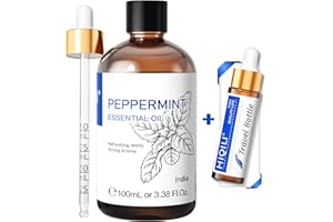 HIQILI 100ML Peppermint Oil, for Home Spray, Diffuser, Indoors, Outdoors, Garden, Yard, 100% Pure Natural, Quality Glass Drop
