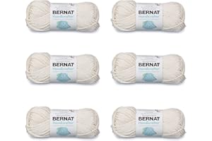 Bernat Handicrafter Cotton Yarn - 6 Pack of - Cotton - 4 Medium (Worsted) - 80 Yards - Knitting/Crochet , 50g/1.75oz, Off Whi