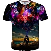 Hgvoetty Unisex 3D Print Shirts Colorful Space Graphic Tees for Men Women Teens