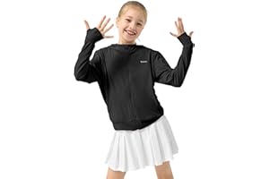 Rolanko Kids Zip Up Sun Hoodie UPF50+ with Thumbholes, Lightweight UV Protection Jacket for Girls Athletic Tops 5-12 Years
