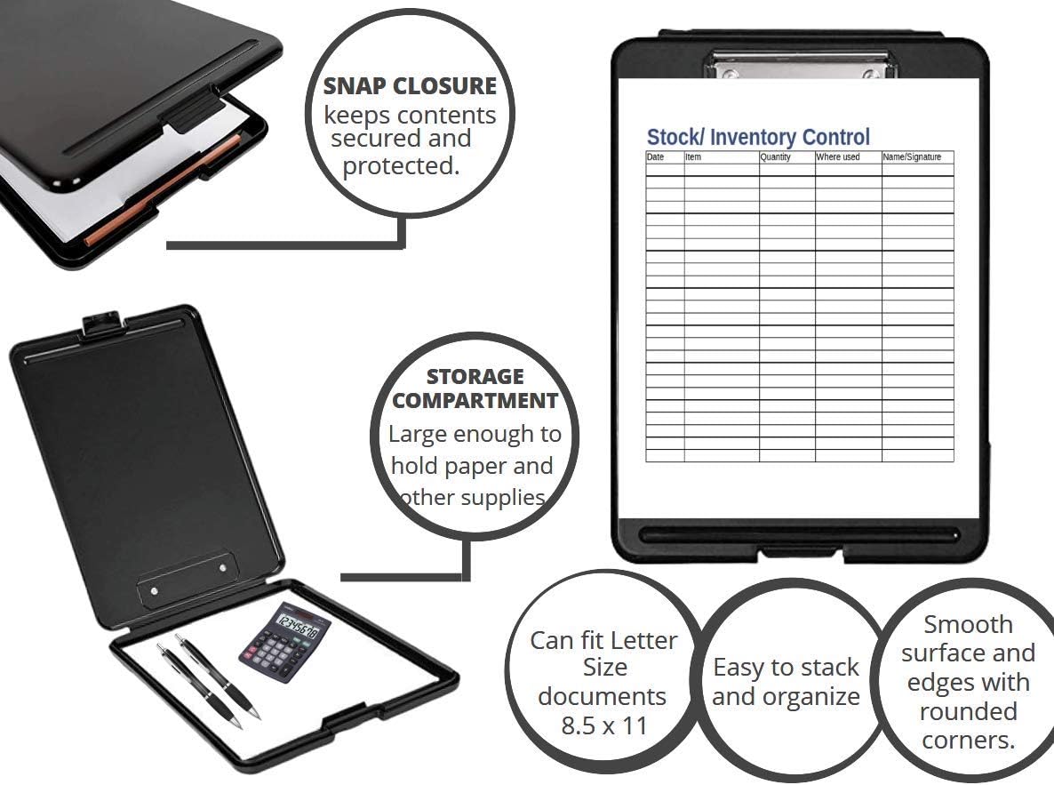 1InTheOffice Plastic Storage Clipboard, Black, Letter Size, (4 Pack) : Office Products
