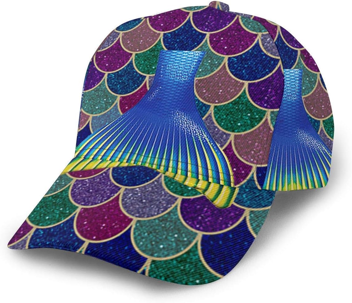 3D Printed Fun Mermaid Tail Fin Unisex Adjustable Sport Cap Hip Hop Baseball Cap Hat Black