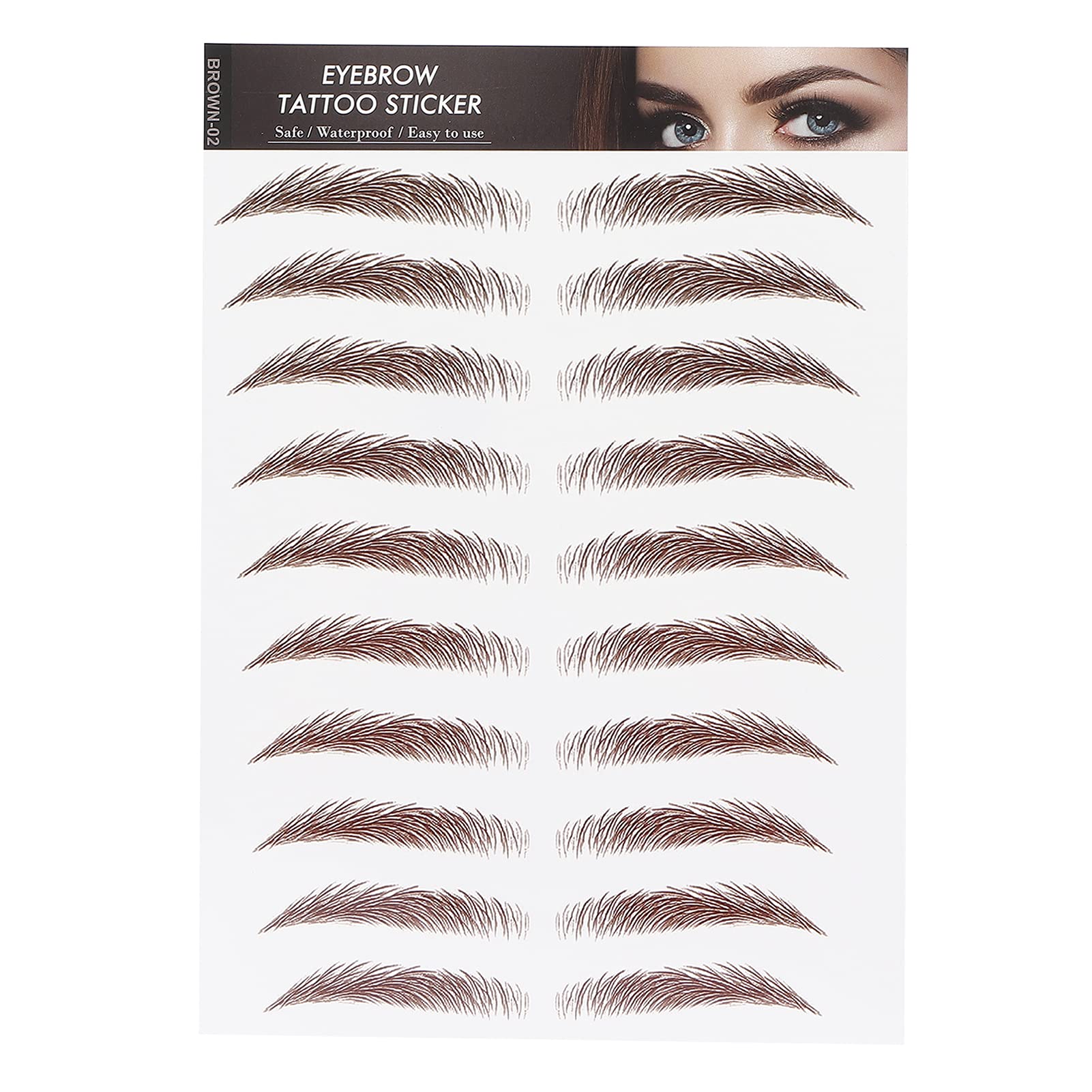 Professional Waterproof Eyebrow Grooming & Shaping Tattoo Stickers for Women (BROWN-02)