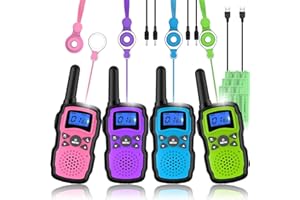 Wishouse Walkie Talkies Rechargeable for Kids Adults Long Range,Xmas Birthday Gift for Boys Girls 3 4 5 6 7 8 9 10 Year Old,Hiking Camping Gear Games Ideas Toys with Flashlight,VOX,Easy to Use 4 Pack
