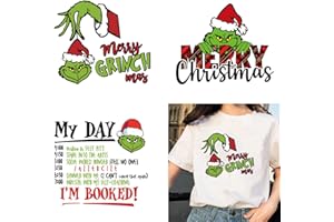 ATLKDLK 3Pcs Christmas Iron on Transfers Christmas Iron on Decals Iron on Vinyl Patches Christmas Cartoon HTV Iron on Transfer Paper Heat Transfer Decals for T-Shirt Clothing Pillow Decoartions