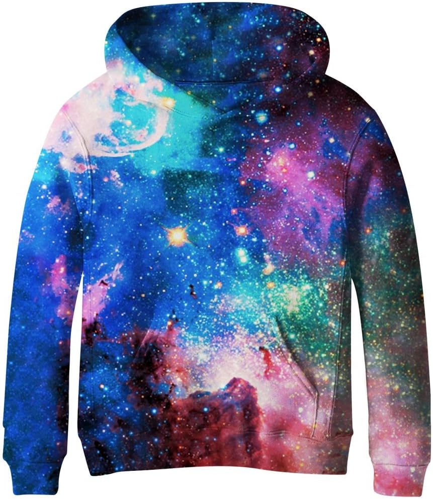 COIKNAVS Teen Girls Boys Galaxy Fleece Sweatshirts Pockets Pullover Hoodies