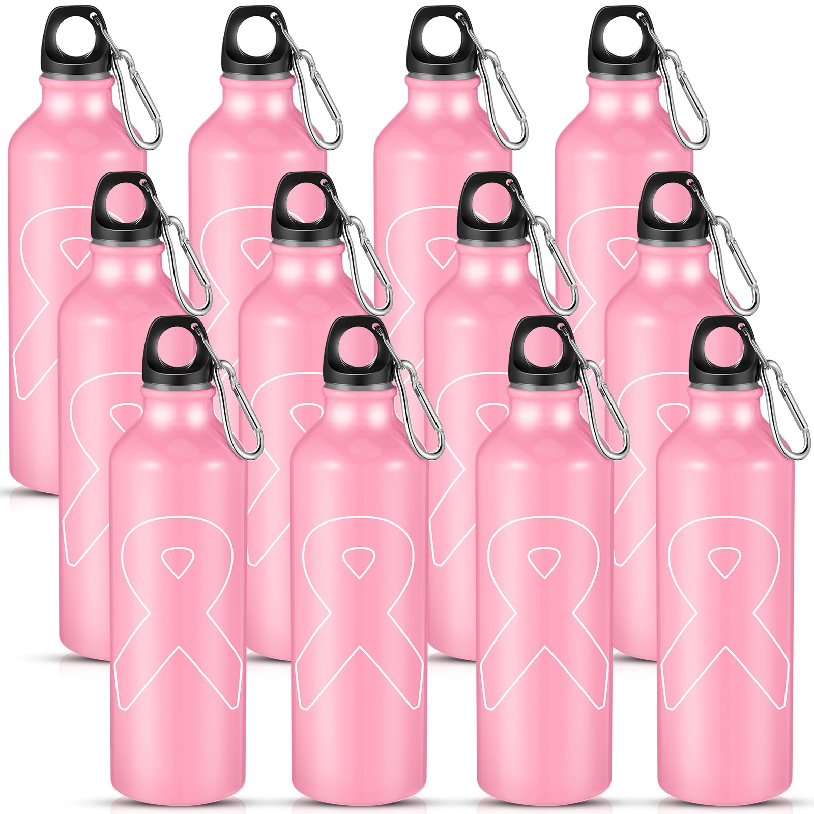 Photo 1 of Pieces Breast Cancer Awareness Gifts Aluminum Water Bottles Pink Ribbon Breast Cancer Gift for Women Leak Proof Lightweight Portable Bottles for Marathon Running (Classic Style,25 oz)
