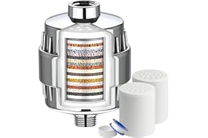 PUIUISOUL 20-Stage Shower Filter Head for Hard Water, with 2 Cartridges, High Output Shower Water Filter to Remove Chemicals, Chlorine and Fluoride