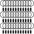 BOOMIBOO 36 Pack Curtain Rings with Clips, Drapery Clips with Rings, Hangers Drapes Rings, Drapery Rings 1.26 inch, Fits up to 1 inch Diameter Curtain Rod, for Hanging Drapes Bows Hat and So On