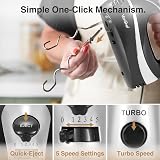VonShef Hand Mixer Electric Whisk 5 Speeds 300W 2 Beaters 2 Hooks Balloon view 6