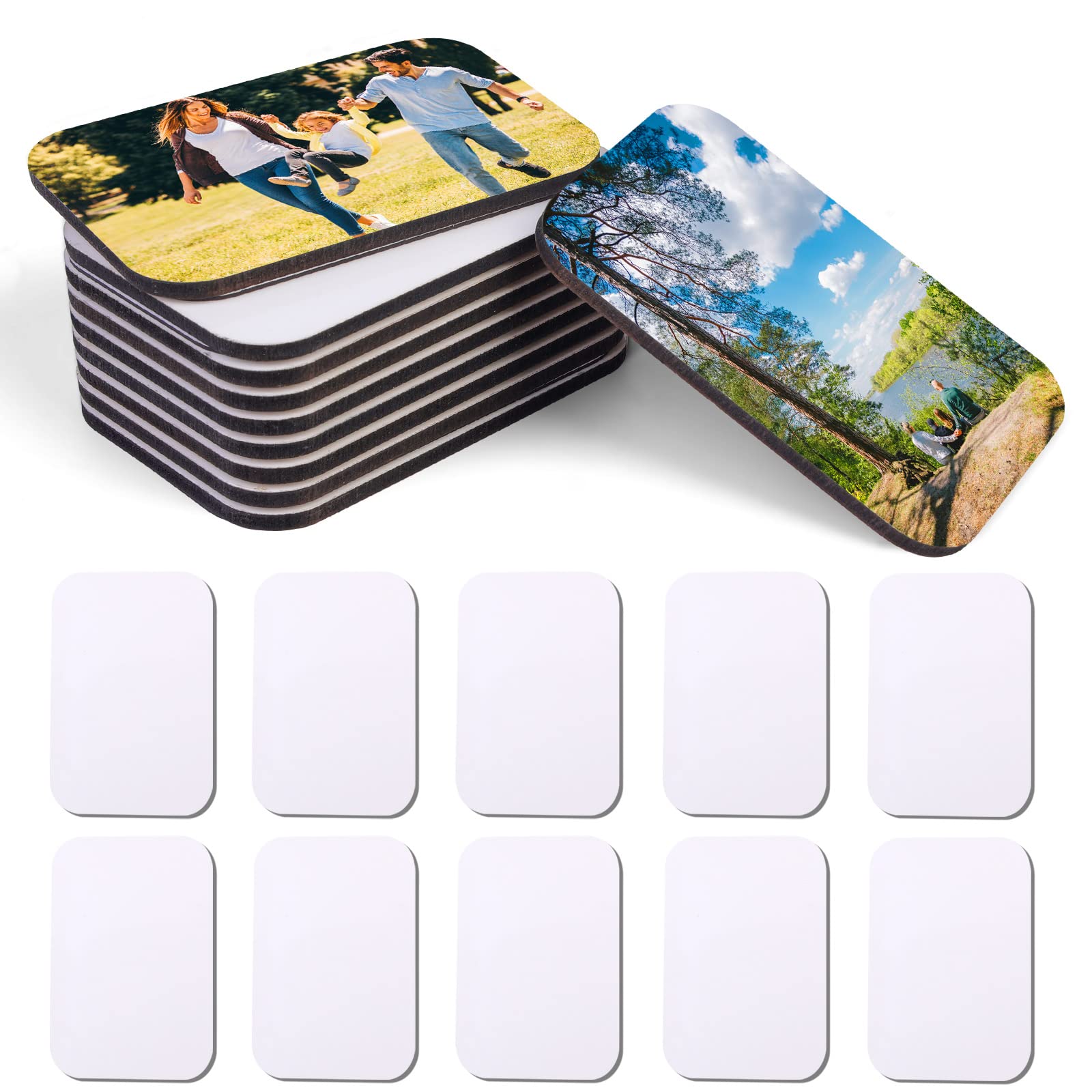 OOTSR 10 Pcs Sublimation Blank Fridge Magnets, DIY Decorative Round Magnets for Whiteboard Office Calendar Kitchen Home Decor, 1.97x2.95 Inch (2:3)