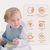 Moonkie Baby Bibs 3Pcs Silicone Feeding Bibs Waterproof BPA Free Cream Buck view 4