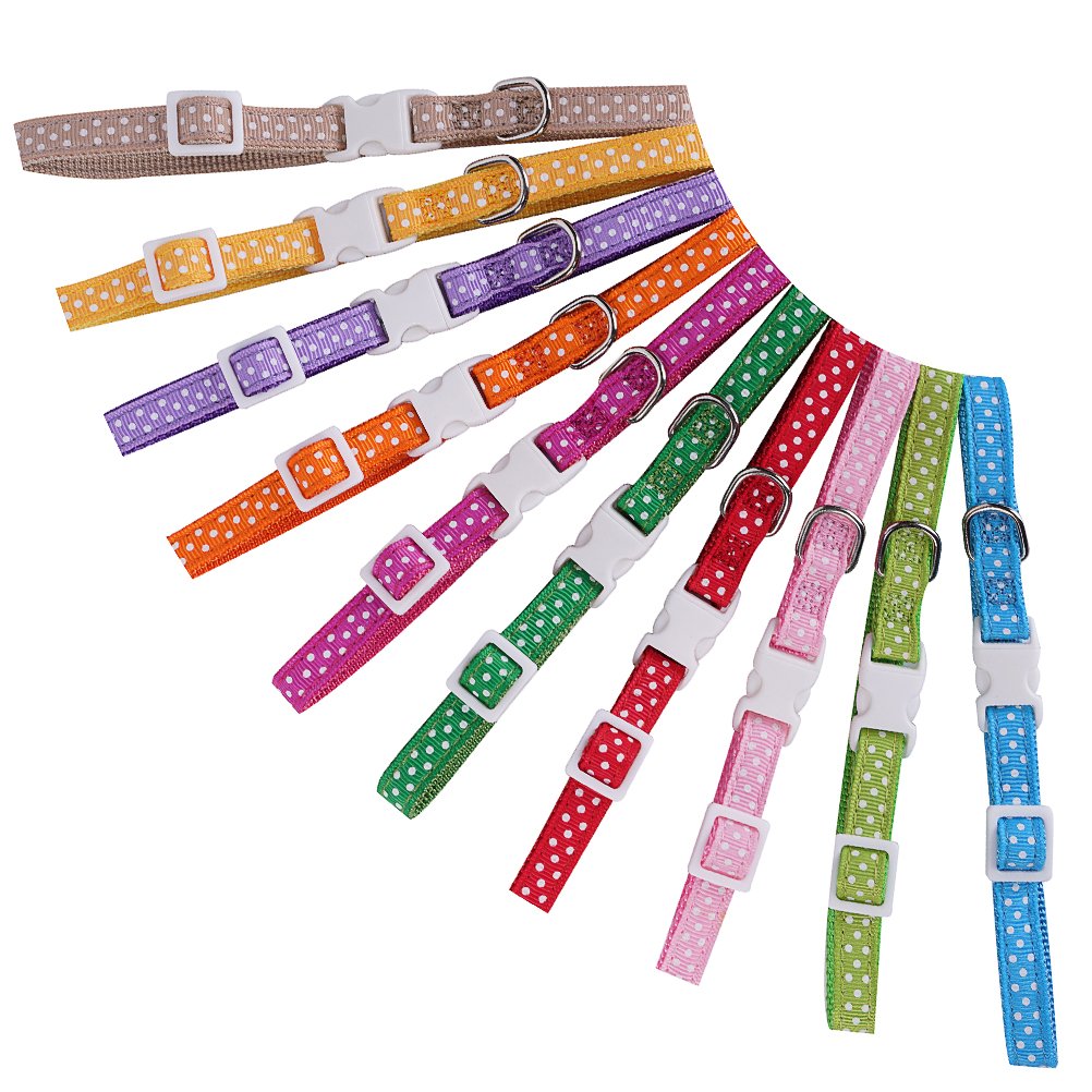 Collars EXPAWLORER 10 Pack of Puppy ID Collars Cute Dots Adjustable and