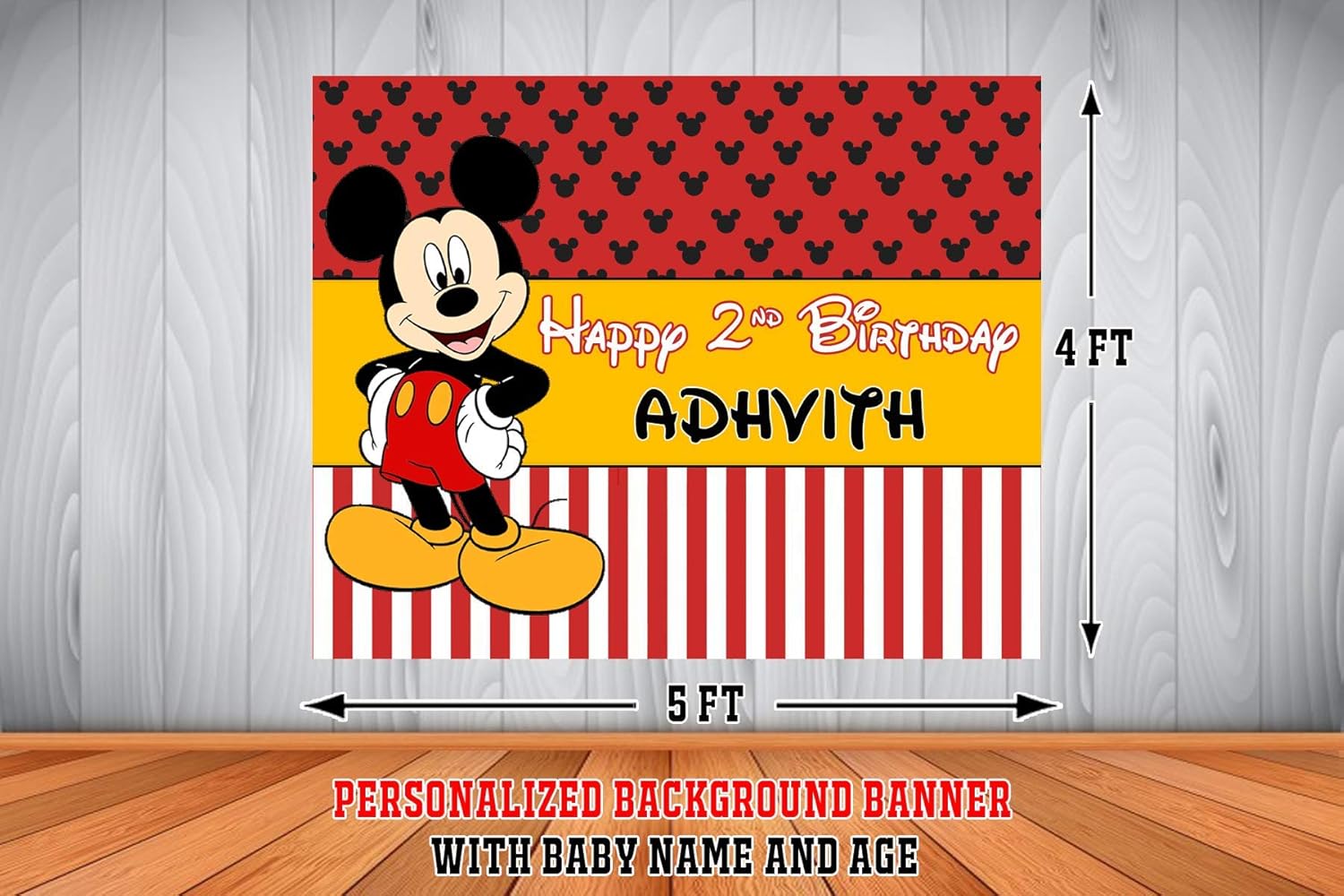 Wow Party Studio Personalized Mickey Mouse Theme Birthday Backdrop