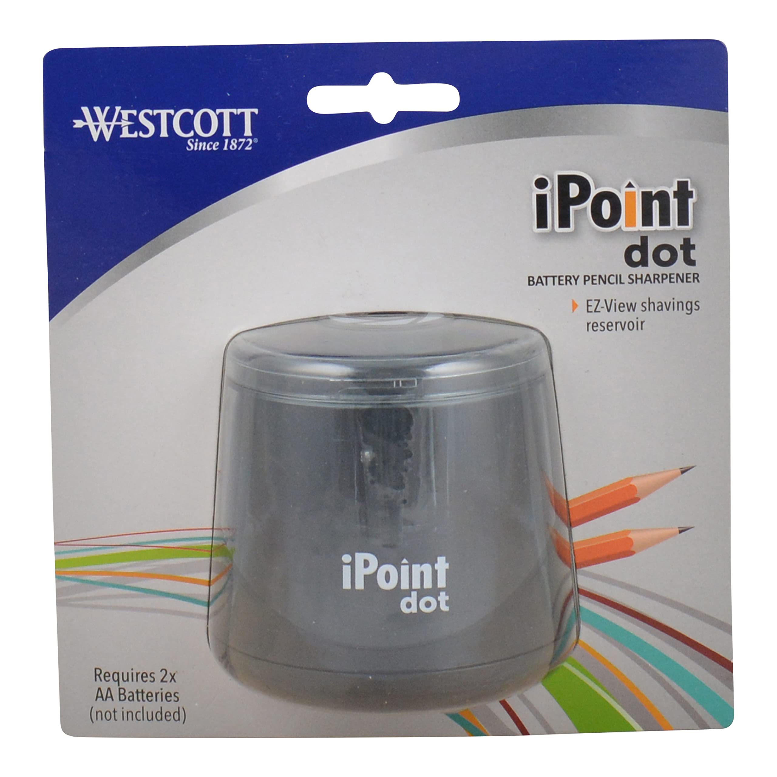 Westcott iPoint Dot Battery Pencil Sharpener, Battery Powered, 17553