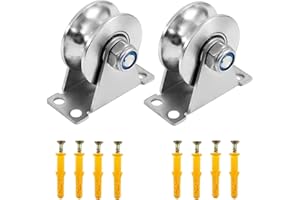EGV 2" U Groove Wheel Pulley Stainless Steel Pulley Block Super Silent Single Pulley Block for DIY Gym Equipment-2Pack