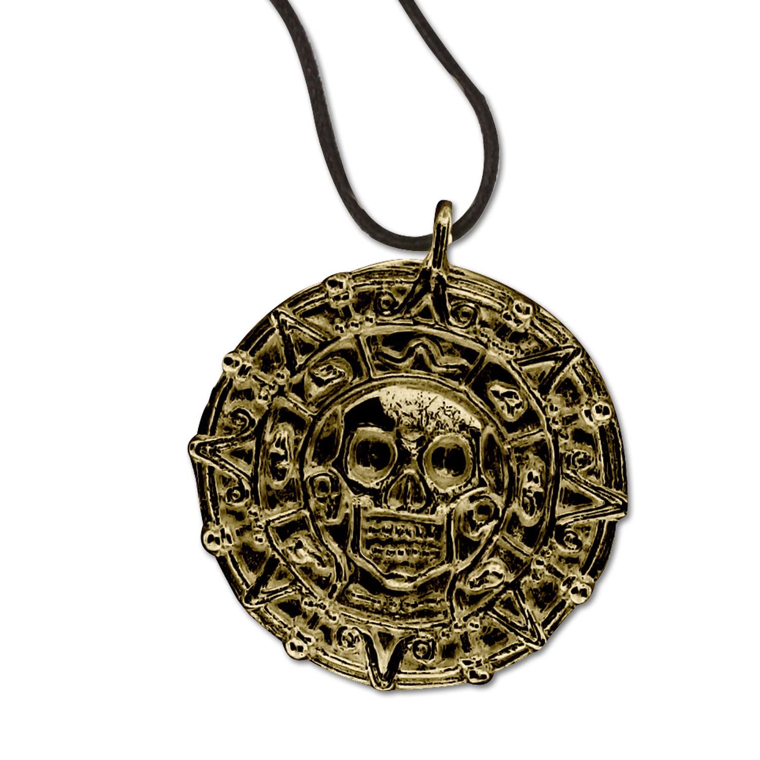 Photo 1 of MASTER USA - COIN - Coin Necklace, Antique Gold Alloy Metal Medallion, Includes Black Nylon Neck Cord, Perfect for Cosplay, Pirates, Caribbean, Aztec, Skull, Fantasy - COIN, Small