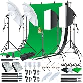 LINCO Lincostore Photo Video Studio Light Kit AM169 | Photography lighting kit, 3 muslin backdrop (black/white/green), softbox &amp; carry bag; for portrait, video, product shoots