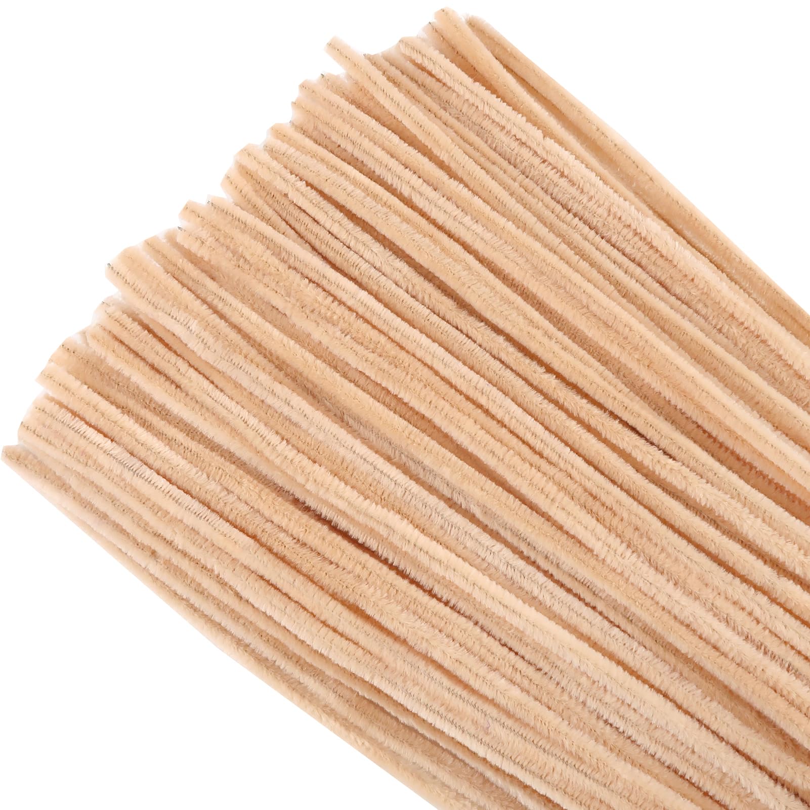 TOAOB 100pcs Beige Pipe Cleaners for Craft 30cm Long Chenille Stem 6mm Thick Fuzzy Sticks Craft Supplies for DIY Flowers Projects Home Decorations