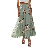 ANRABESS Womens Pleated Maxi Skirts Summer Floral Chiffon Dressy Casual Flowy Skirt with Full Lined Beach Vacation Clothes