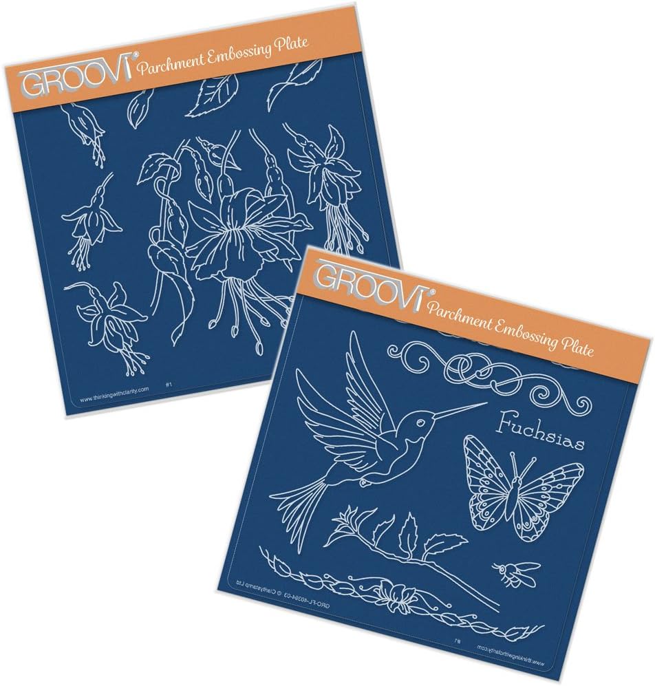 GrooviPlate A5 Square - Jayne's Fuchsias (Set of 2)