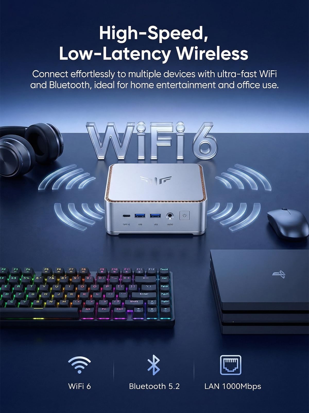 NiPoGi Hyper H2 Mini PC Ιntel Core i5-14450HX(Stärker als i7-12650H/1185G7, 3-Jahren-Garantie), 16 GB DDR4 512 GB M.2 NVMe SSD Mini Desktop Computer W-11 Pro für Büro/Schule/Heim, 4K Triple Display. 6