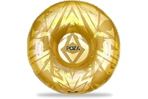 POZA Inflatable Snow Tube for Sledding - Big Luxurious Snow Sled Tube with Handles and Gold Snowflakes Confetti, Premium Cold Resistant Heavy Duty PVC Tube Sled for Adults and Kids - 41 Inch