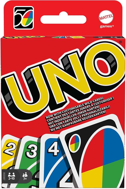 Mattel games uno original - jogo de cartas para família - clássico - baralho multicolorido de 112 cartas - para 2 a 10 jogadores - para crianças e adultos - presente para maiores de 7 anos